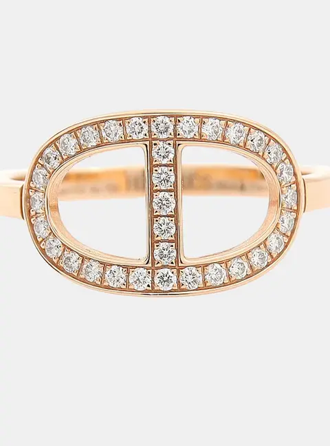 Herm&egrave;s Diamond Chandal Contour Ring EU 52
