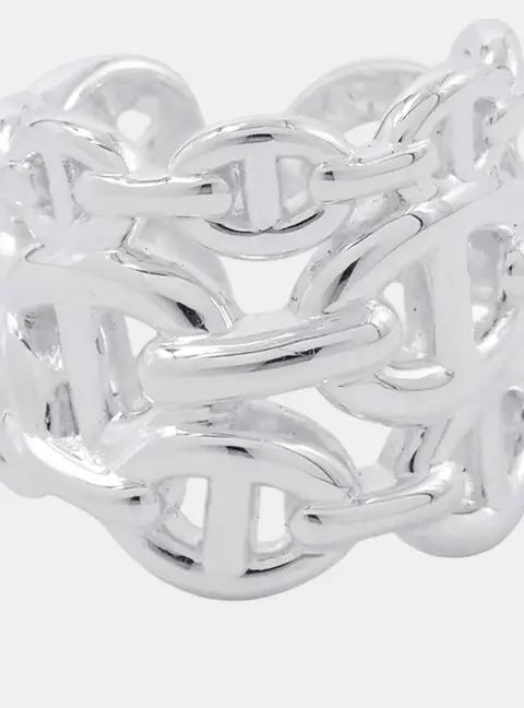 Hermes Chaine D'Ancre Anchene Silver 925 Ring Size 49