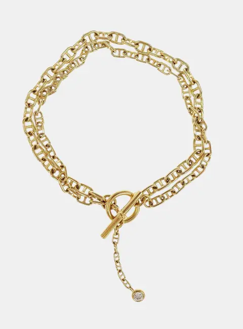 Hermes Chaine d'Ancre 15G026446 18k Yellow Gold Diamond Bracelet
