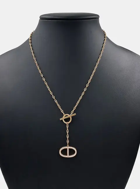 Herm&egrave;s 18k Rose Gold Diamond Chandal Contour Necklace