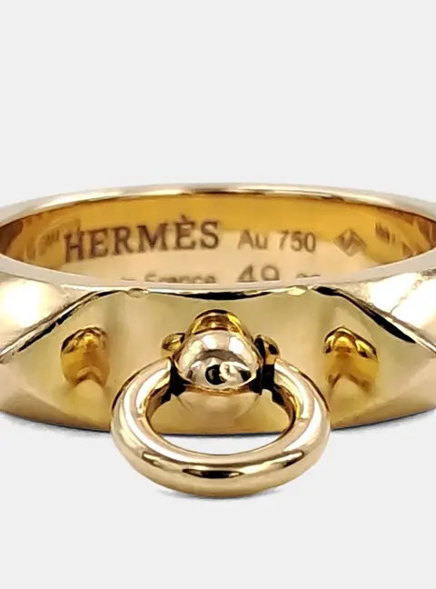 Herm&egrave;s 18k Rose Gold Collier de Chiens ring