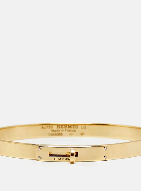 Hermes Kelly Diamonds 18k Yellow Gold Small Model Bracelet LG