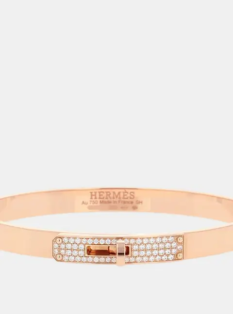 Hermes Kelly Diamond Bracelet Size PM/Shh110013B 00Sh 18K Pink Gold