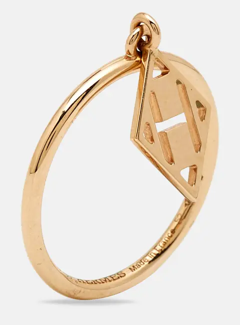 Herm&egrave;s Gambade 18k Rose Gold Ring Size 52