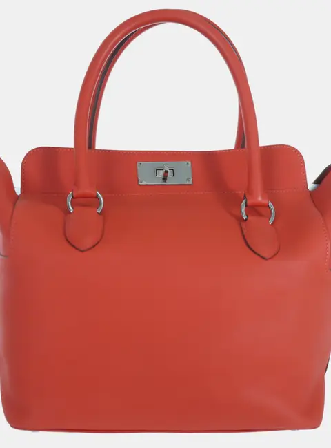 Hermes Toolbox 26 Red Orange Swift Calfskin Leather Top Handle Bag