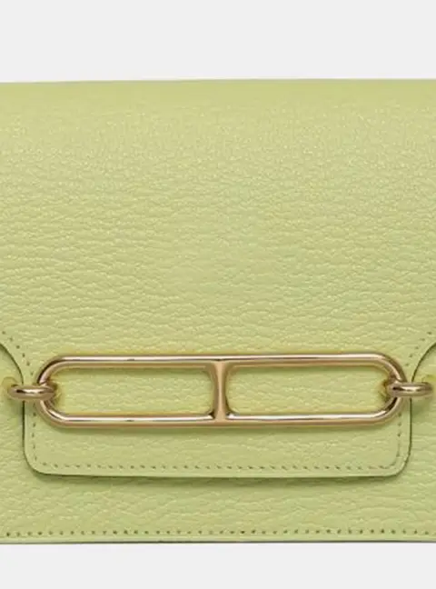 Hermes Roulis Slim Jaune Bourgeon Chevre Leather Wallet Bag