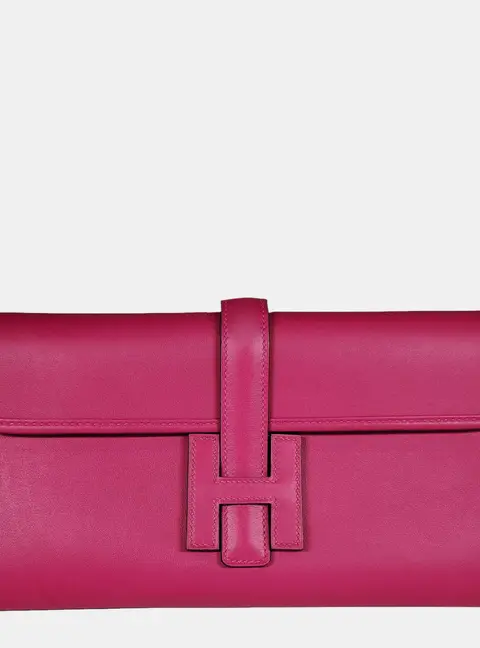 Hermes Jige Elan 29 Rose Pourpre Swift Leather Clutch Bag