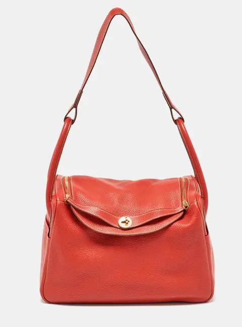 Hermes Blush Taurillon Clemence Leather Gold Hardware Lindy 34 Bag