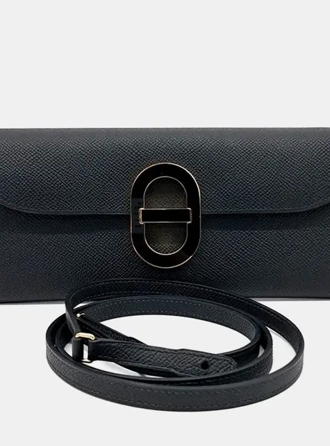 Hermes Maillon To-Go Wallet Black Epsom Leather Crossbody Bag