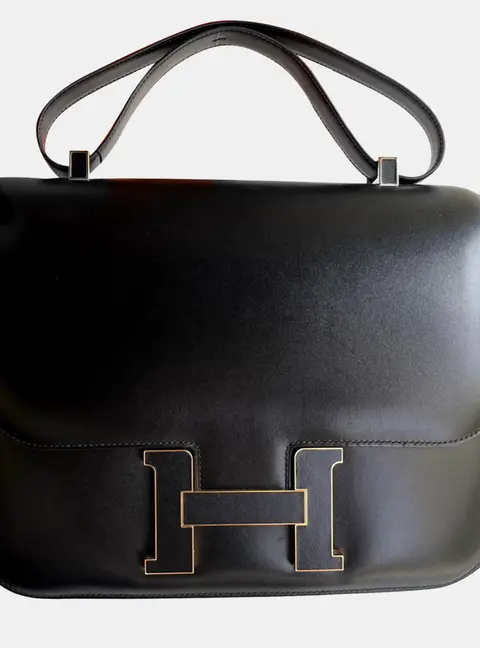 Hermes Constance 30 Black Box Calfskin Leather Shoulder Bag