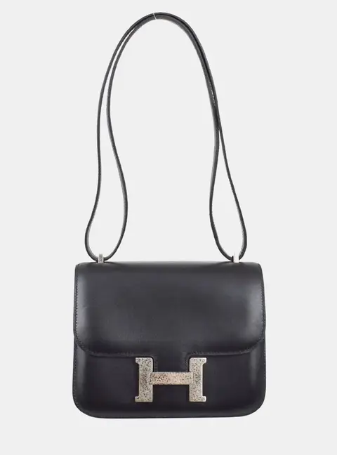 Hermes Black Box Calf Constance 18 Shoulder Bag