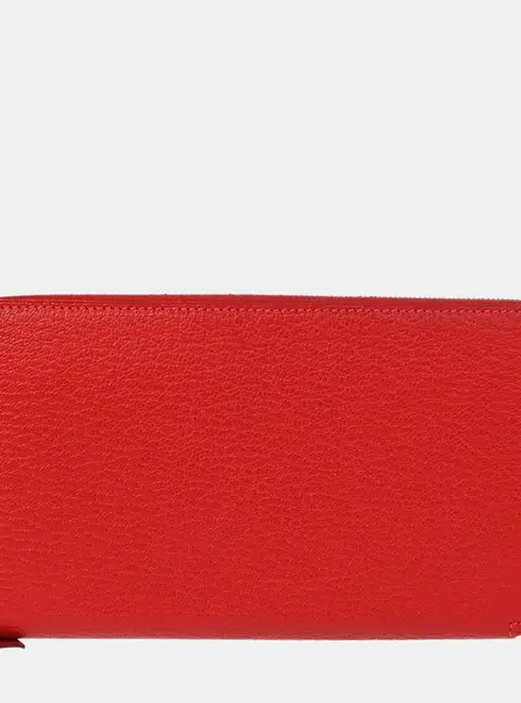 Hermes Azap Long Rouge Garance Taurillon Clemence Leather Wallet