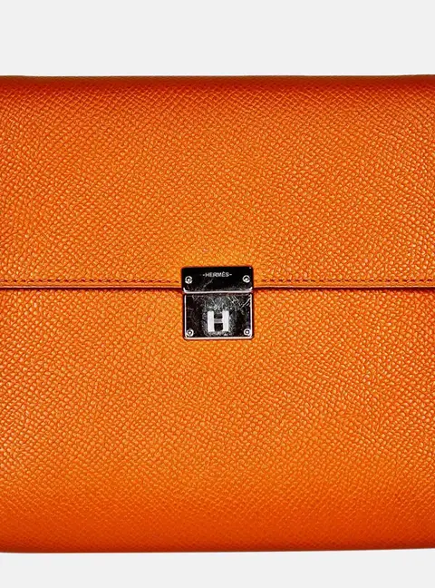 Hermes Clic 16 Orange Epsom Leather Wallet Bag