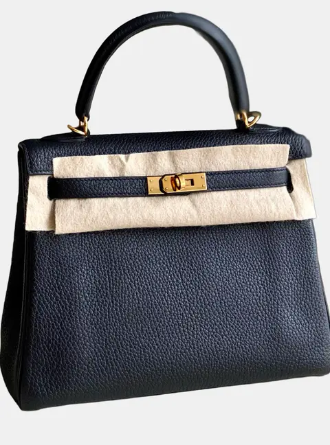 Hermes Kelly 25 Black Togo Calfskin Leather Shoulder Bag