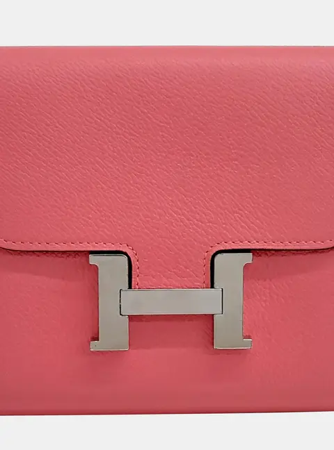 Hermes Constance Half Wallet Pink Epsom Calfskin Leather Wallet