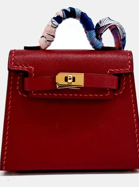 Hermes Red Leather Kelly Twilly Bag Charm