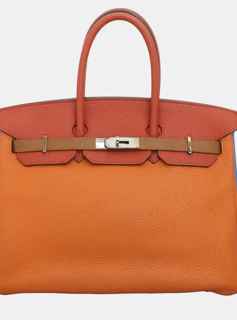 Hermes Birkin 35 Arlequin Multicolor Clemence Leather Top Handle Bag