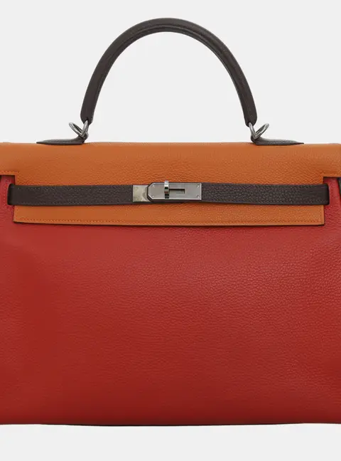 Hermes Kelly 35 Multicolor Togo Calfskin Leather Retourne Bag