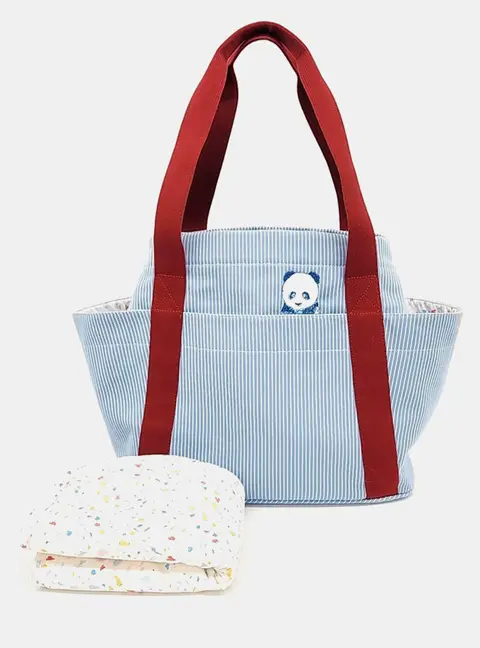 Hermes Cabriolet Diver PM Red Blue Striped Canvas Top Handle Bag