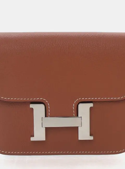 Hermes Constance Slim Gold Evercolor Leather Clutch Bag
