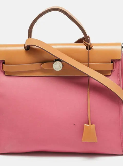 Hermes Herbag Zip 31 Tosca/Natural Canvas and Leather Bag