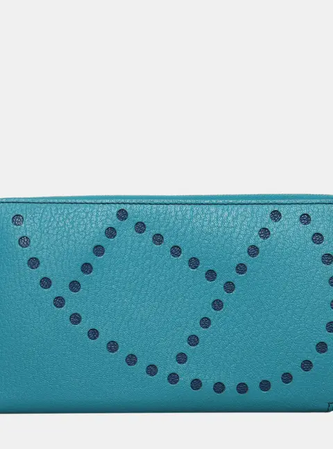 Hermes Evelyne Long Blue Lagoon Epsom Leather Wallet