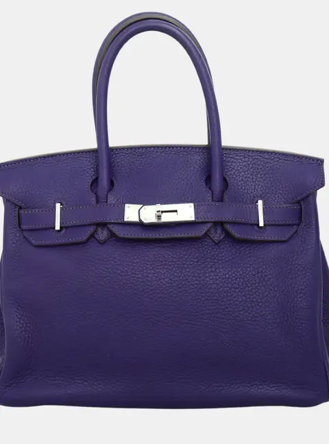 Hermes Birkin 30 Anemone Togo Calfskin Leather Top Handle Bag