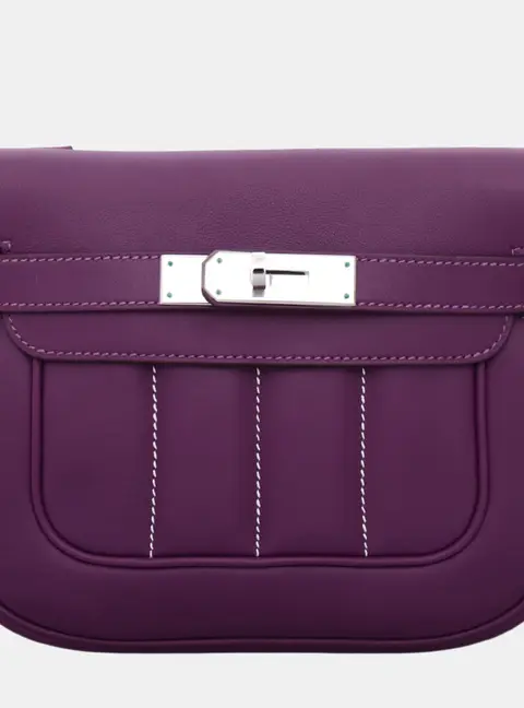 Hermes Berline Mini Violet Tadelakt Leather Shoulder Bag