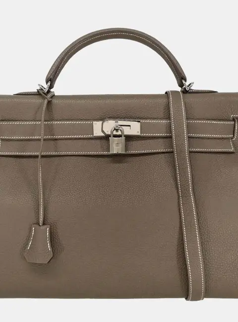 Hermes Kelly 40 Etoupe Togo Calfskin Leather Top Handle Bag