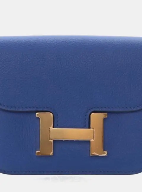 Hermes Constance Slim Bleu France Evercolor Calfskin Leather Wallet Bag