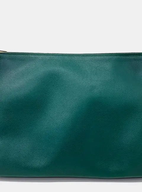 Hermes Zipengo GM Green Leather Pouch Bag