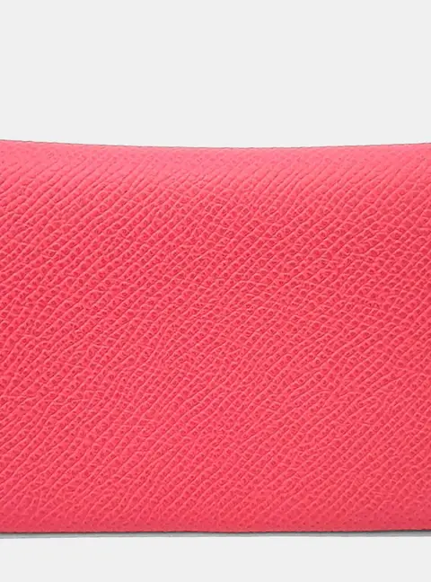 Hermes Calvi Duo Pink Chevre Mysore Leather Card Holder Bag
