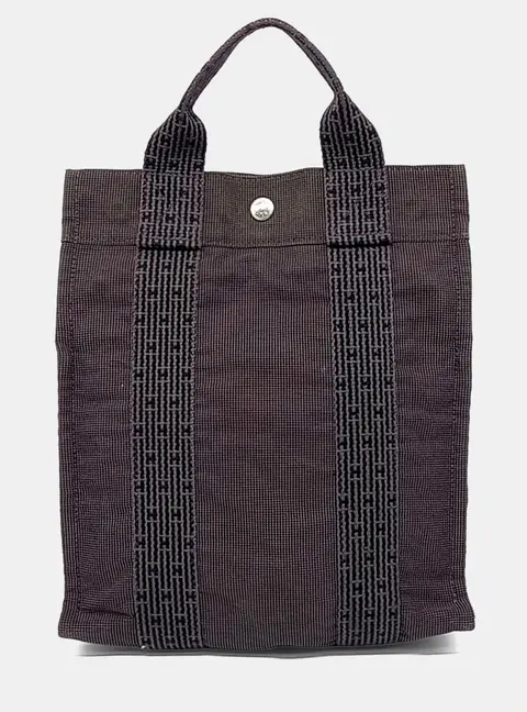 Hermes Fourre Tout PM Black Canvas Tote Bag
