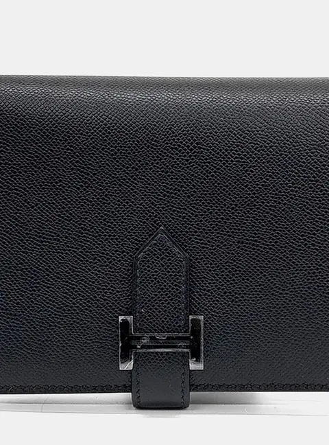 Hermes Black Epsom Leather Half Wallet Bag