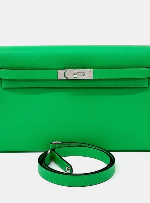 Hermes Kelly Elan Vert Comics Epsom Leather Clutch Bag