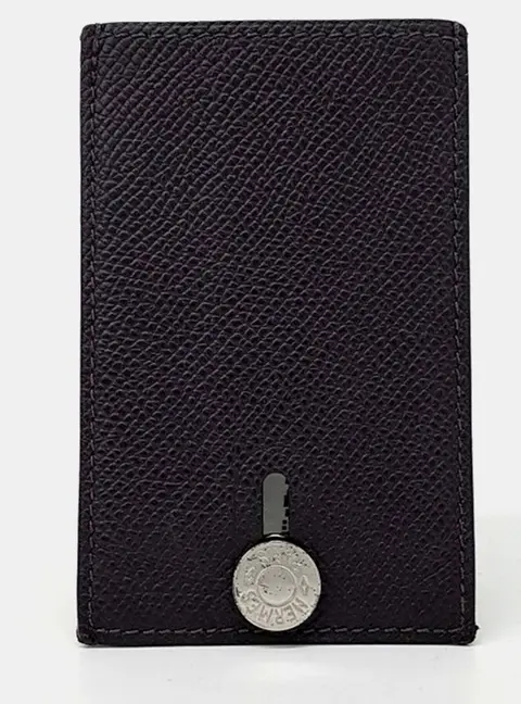 Hermes Diabolo Black Chevre Mysore Leather Card Holder