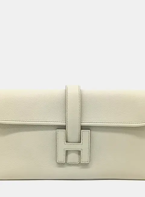 Hermes Cream Leather Zize Clutch (A)