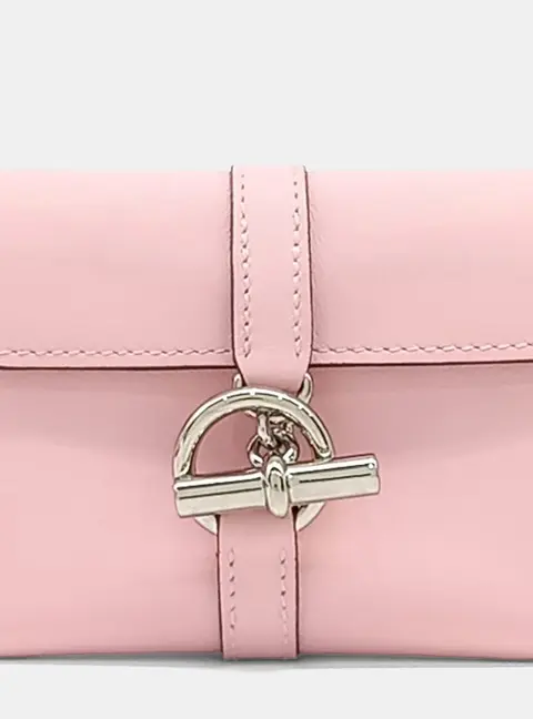 Hermes Glennan Compact Wallet Pink Leather Wallet Bag