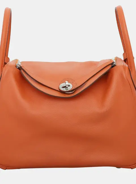 Hermes Lindy 30 Orange Clemence Leather Shoulder Bag