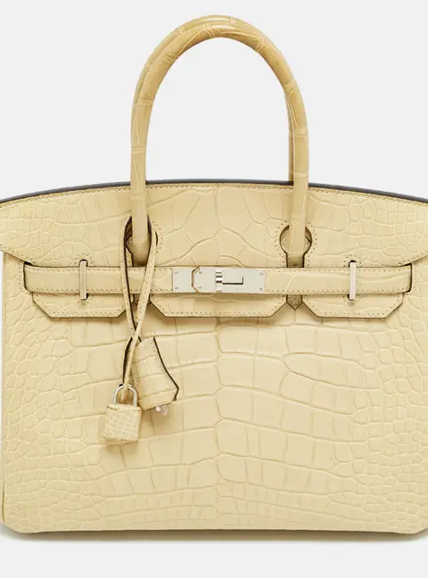 Herm&egrave;s Birkin 30 Palladium Finish Trench Matte Alligator Mississippiensis Tote