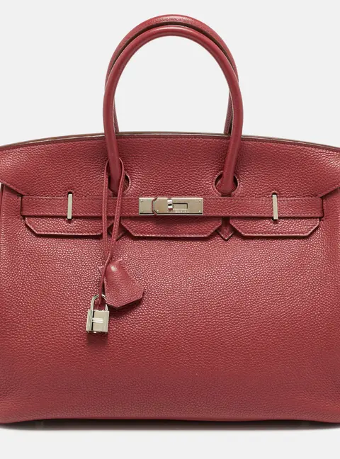 Herm&egrave;s Birkin 35 Palladium Finish Rouge Garance Togo Leather Tote