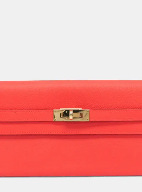 Hermes Kelly Long Wallet Rose Jaipur Epsom Leather Bi-Fold Bag