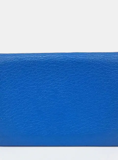 Hermes Calvi Blue Chevre Mysore Leather Card Holder