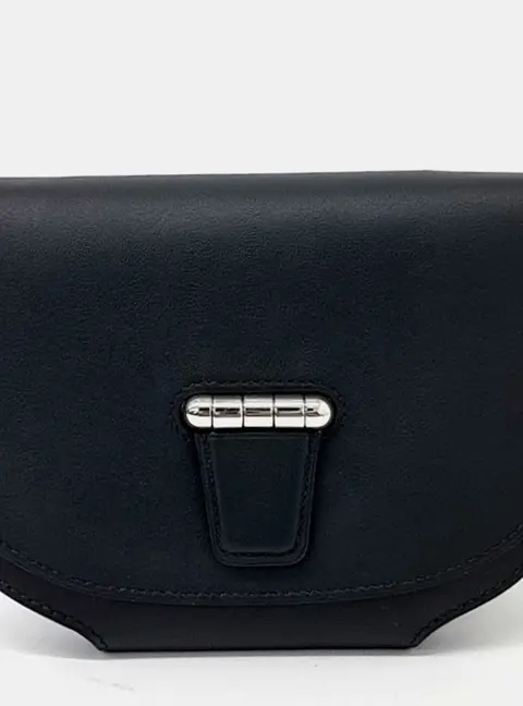 Hermes Mini Conveyor Black Tadelakt Leather Crossbody Bag