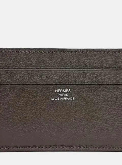 Hermes Citizen Twill Brown Leather Card Holder