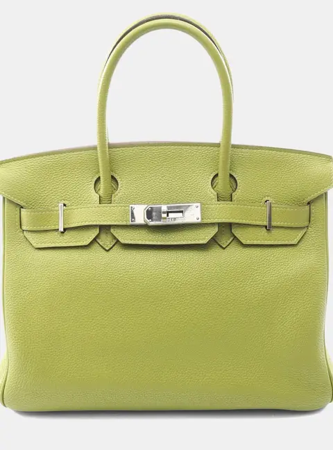 Hermes Birkin 30 Vert Anis Green Clemence Leather Bag