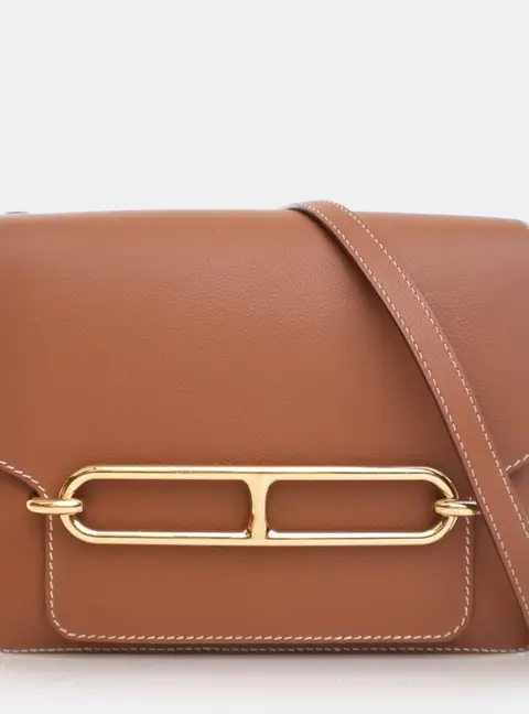 Hermes Roulis 23 Gold Evercolor Calfskin Leather Shoulder Bag