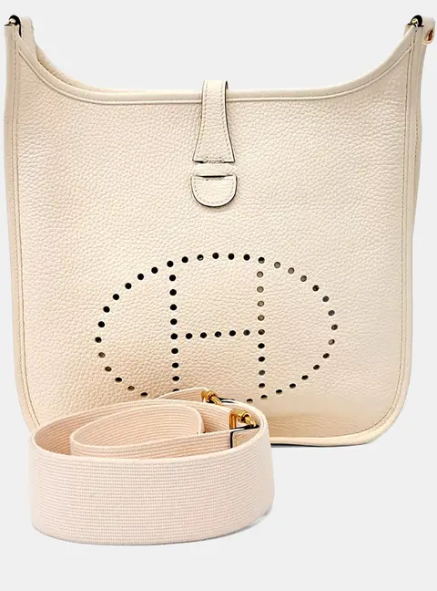 Hermes Evelyne 29 Beige Clemence Leather Shoulder Bag