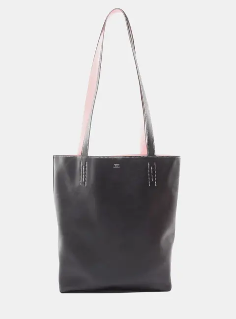 Hermes Neo Double Sens 35 Black Pink Swift Calfskin Leather Tote Bag