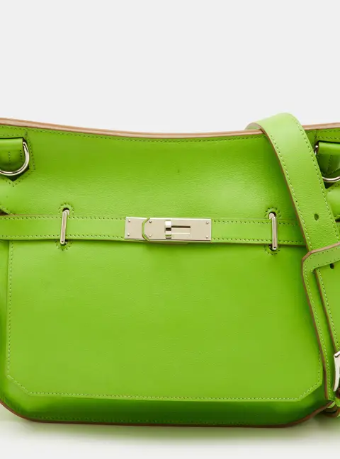 Hermes Jypsiere 28 Granny Swift Leather Palladium Finish Crossbody Bag